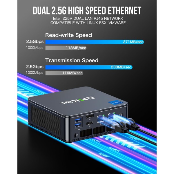 GMKtec Mini PC, K7 Plus 13th Intel Core i7-13620H (10C/16T, up to 4.9GHz), 32GB DDR5 RAM (16GB*2)/1TB PCIe Gen4 SSD Mini Desktop Computer, i225V Dual LAN/USB-C/USB4.0/8K UHD/WiFi 6/BT5.2