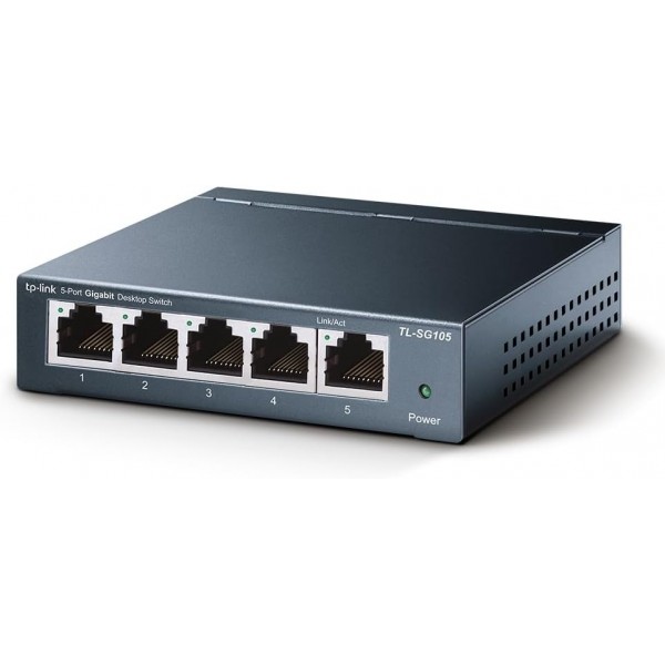 TP-Link TL-SG105, 5 Port Gigabit Unmanaged Ethernet Switch, Network Hub, Ethernet Splitter, Plug & Play, Fanless Metal Design, Shielded Ports, Traffic Optimization,Navy Blue