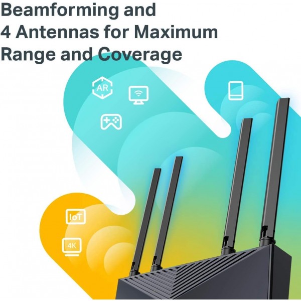 TP-Link Smart WiFi 6 Router (Archer AX10) – 802.11ax Router, 4 Gigabit LAN Ports, Dual Band AX Router,Beamforming,OFDMA, MU-MIMO, Parental Controls, Works with Alexa