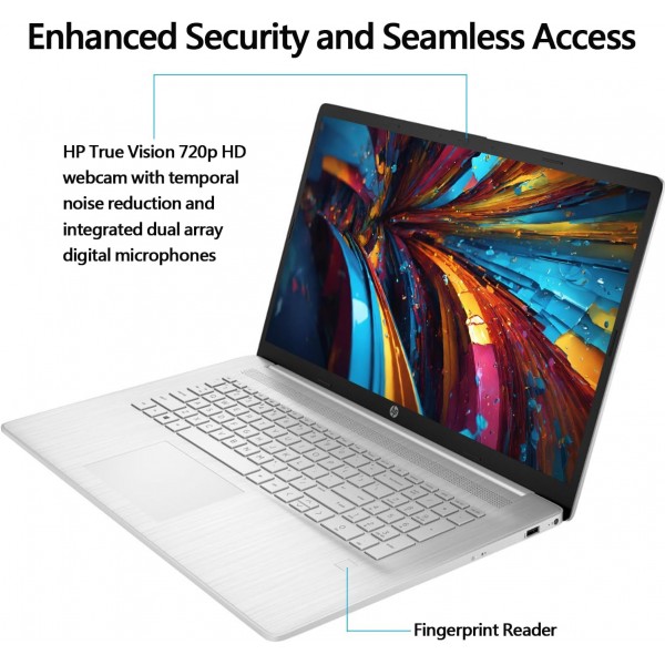 HP 2024 Newest 17 inch Laptop, AMD Ryzen 5 5500U 6 Cores Processor(Beat i7-1250U), 17" FHD (1080p) IPS Display, 32GB RAM, 1TB SSD, Fingerprint Reader, Windows 11 Pro, Include 250GB Portable SSD